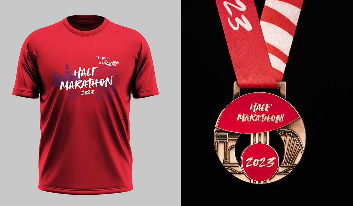 2023 great scottish run hm t-shirt and medal