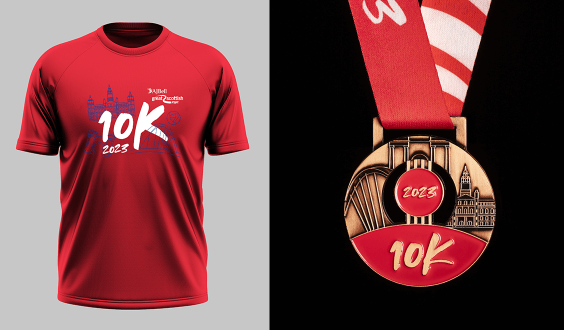 2023 great scottish run t-shirt and medal