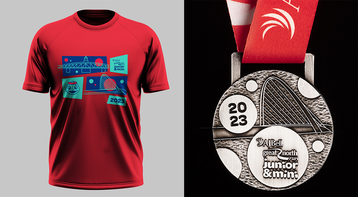 2023 Junior & mini great north run medal and t-shirt