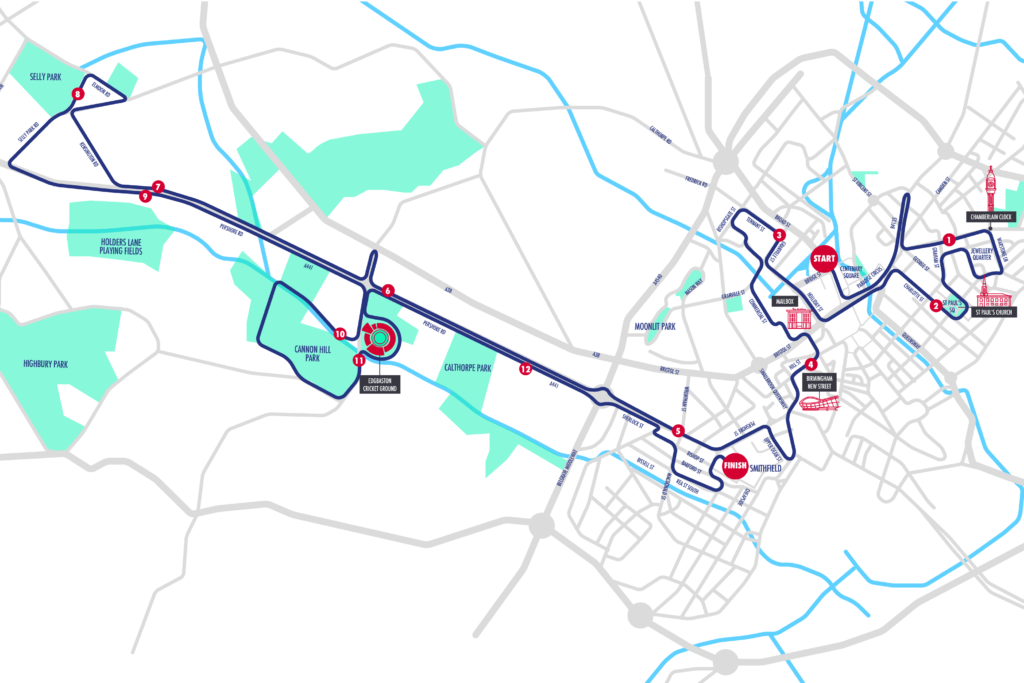 Map of birmingham half marathon route 2024