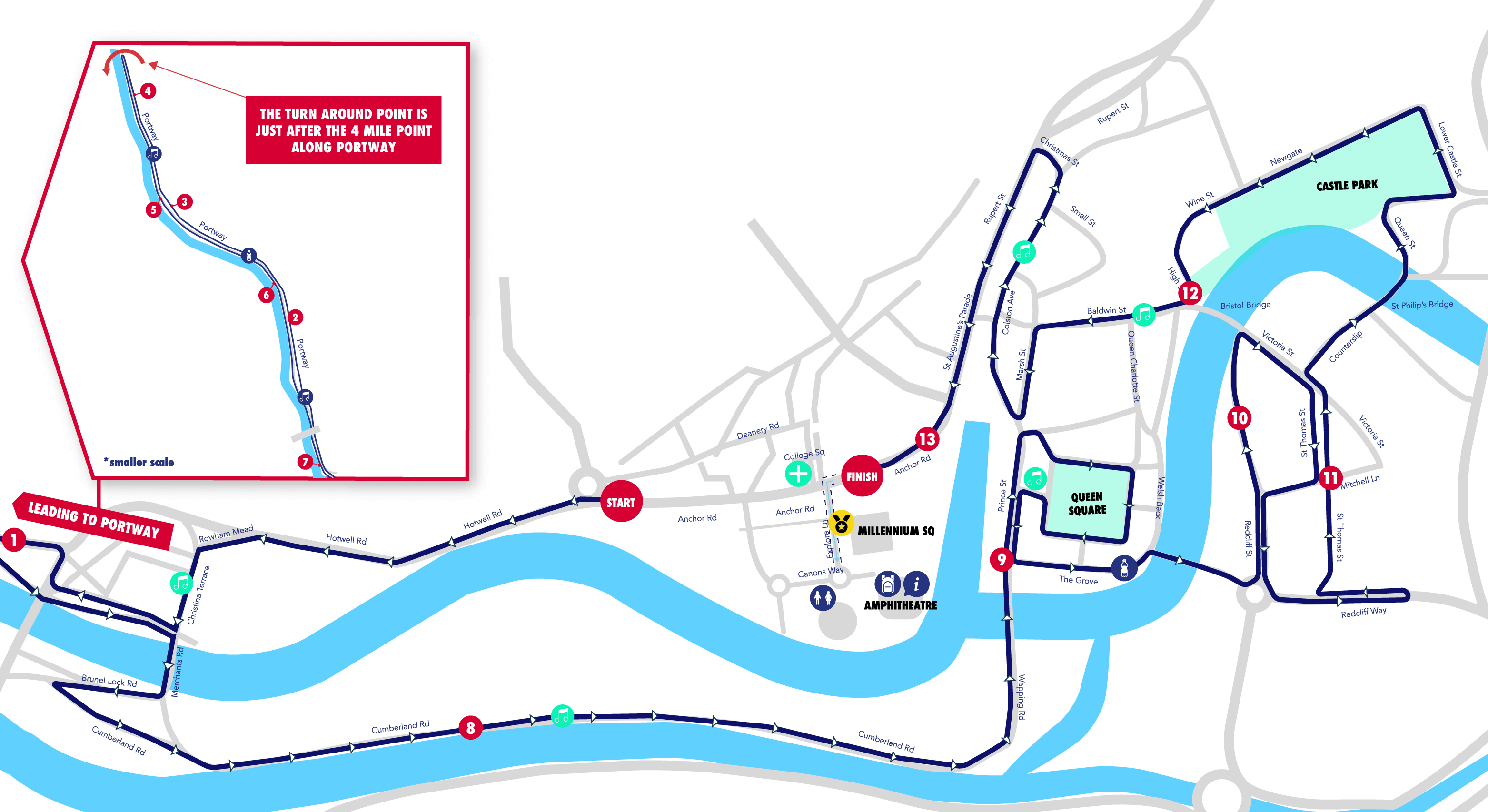 Map of the bristol half marathon route 2024